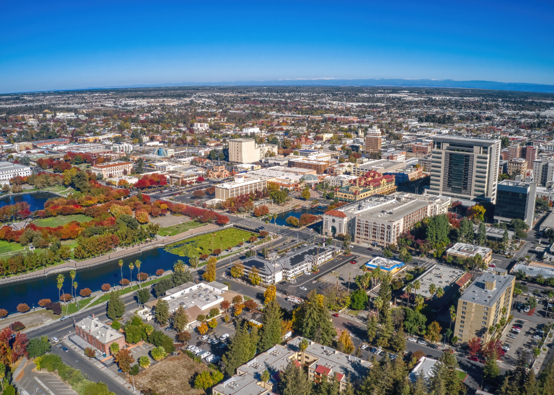 Aerial view downtown Stockton.