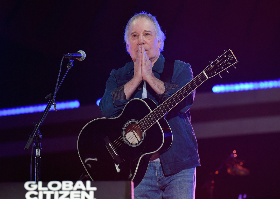 Paul Simon performing at Global Citizen Live festival in 2021.