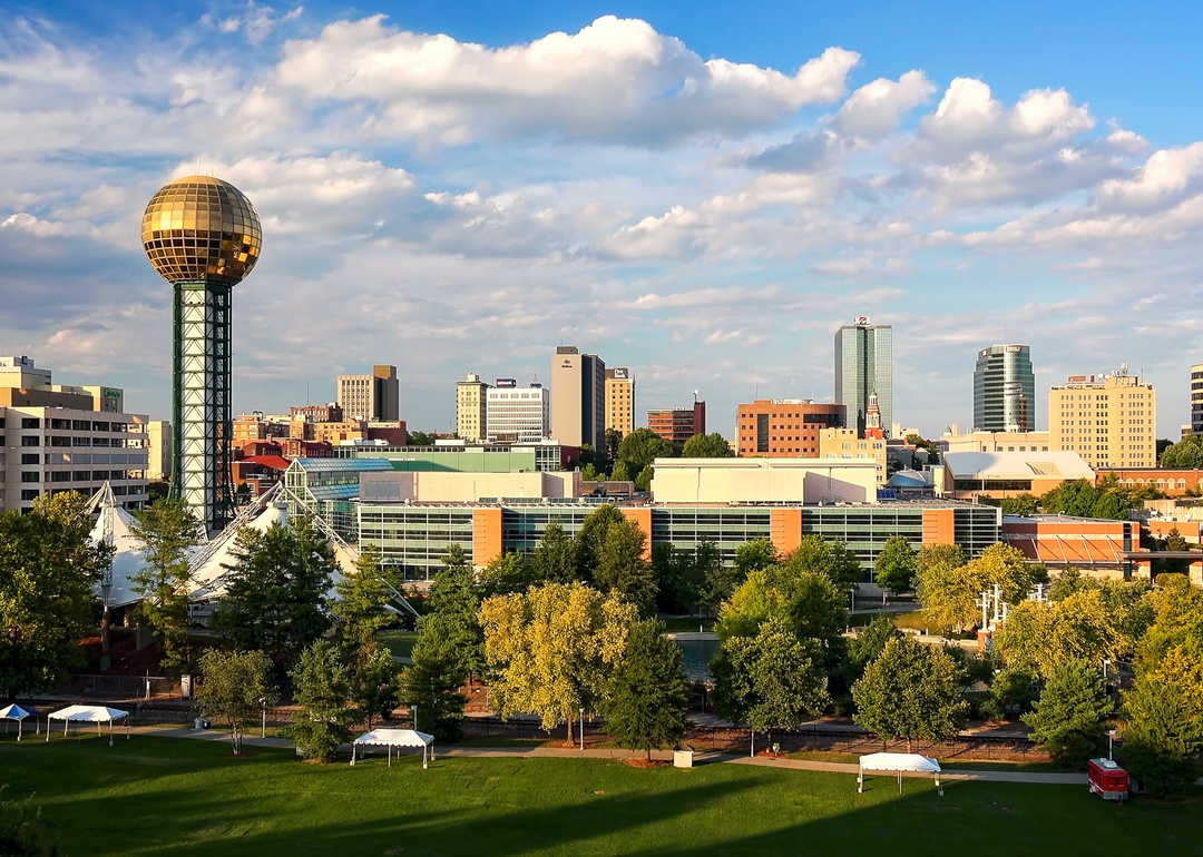 Knoxville skyline with Worlds Fair Park.