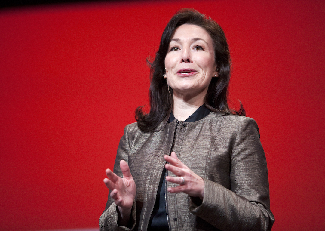 Safra Catz, co-president of Oracle Corp., speaks at the opening night of the Oracle OpenWorld Conference in San Francisco, California.