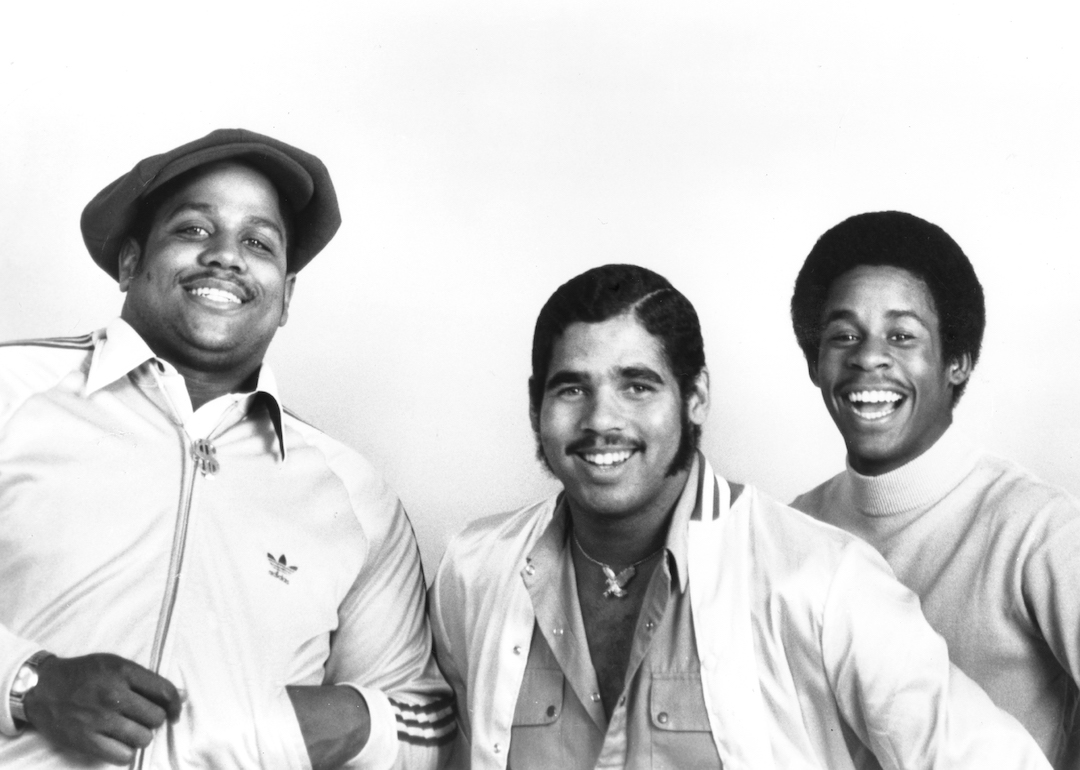 Rap pioneers the Sugarhill Gang—Big Bank Hank, Wonder Mike, and Master G—pose for a portrait circa 1979.