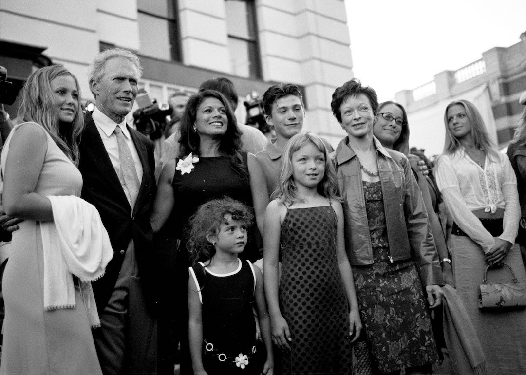 Clint Eastwood with his former wife Dina Ruiz, his children, and his former wife Frances Fisher.