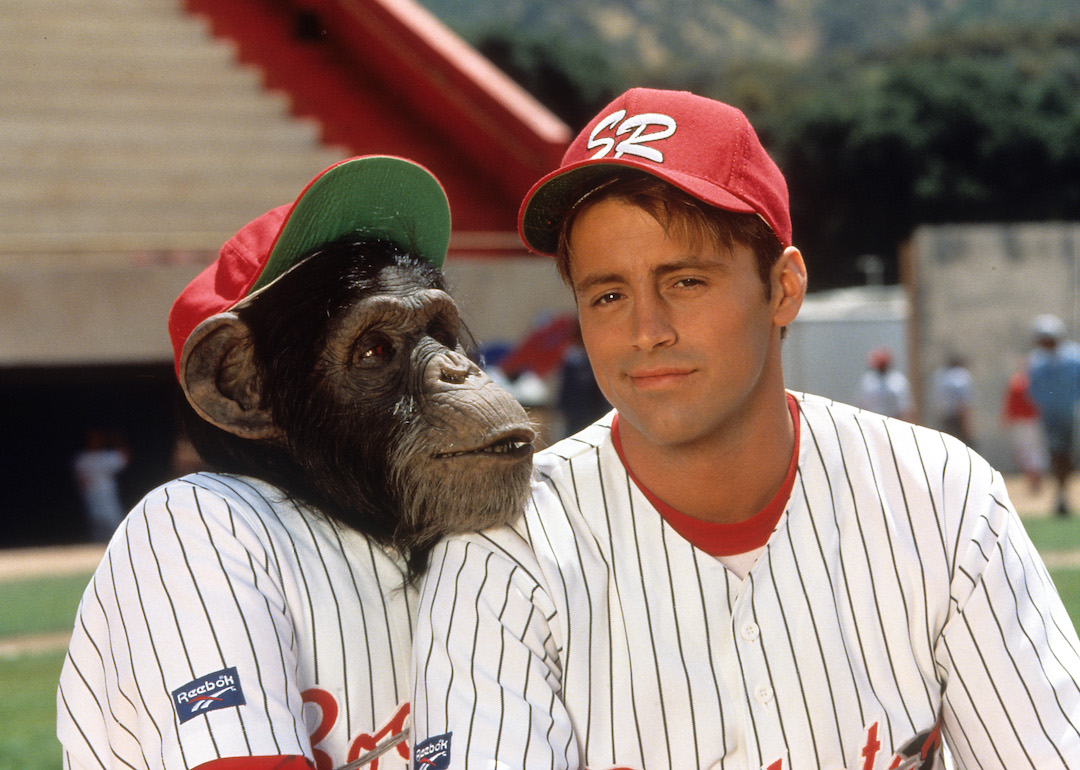 Actor Matt LeBlanc poses with a chimpanzee in character for the 1996 maligned comedy 'Ed.'