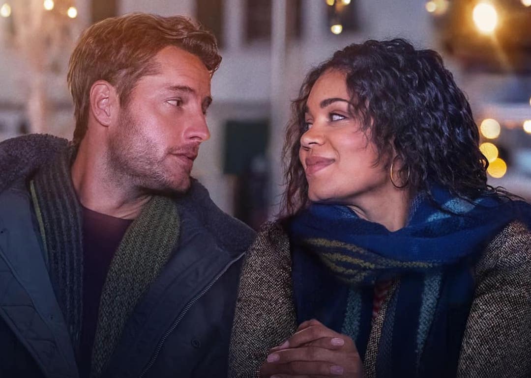 Justin Hartley and Barrett Doss in 'The Noel Diary.'