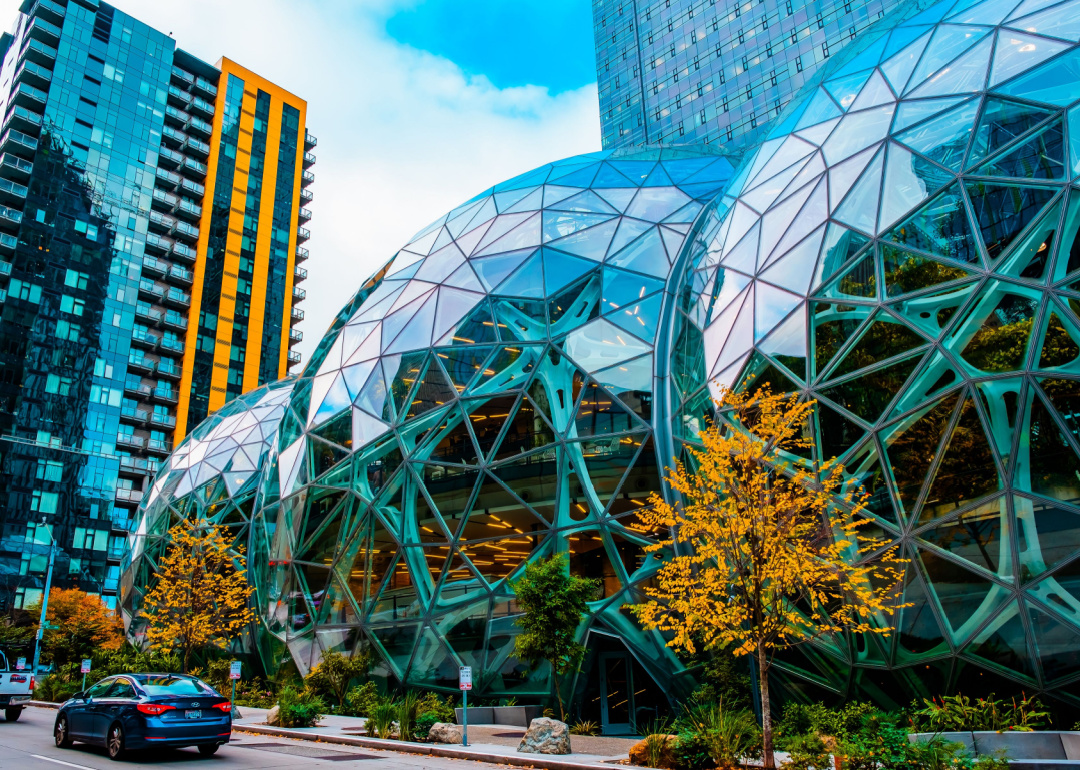 Glass spheres outside the Amazon headquarters in Seattle.