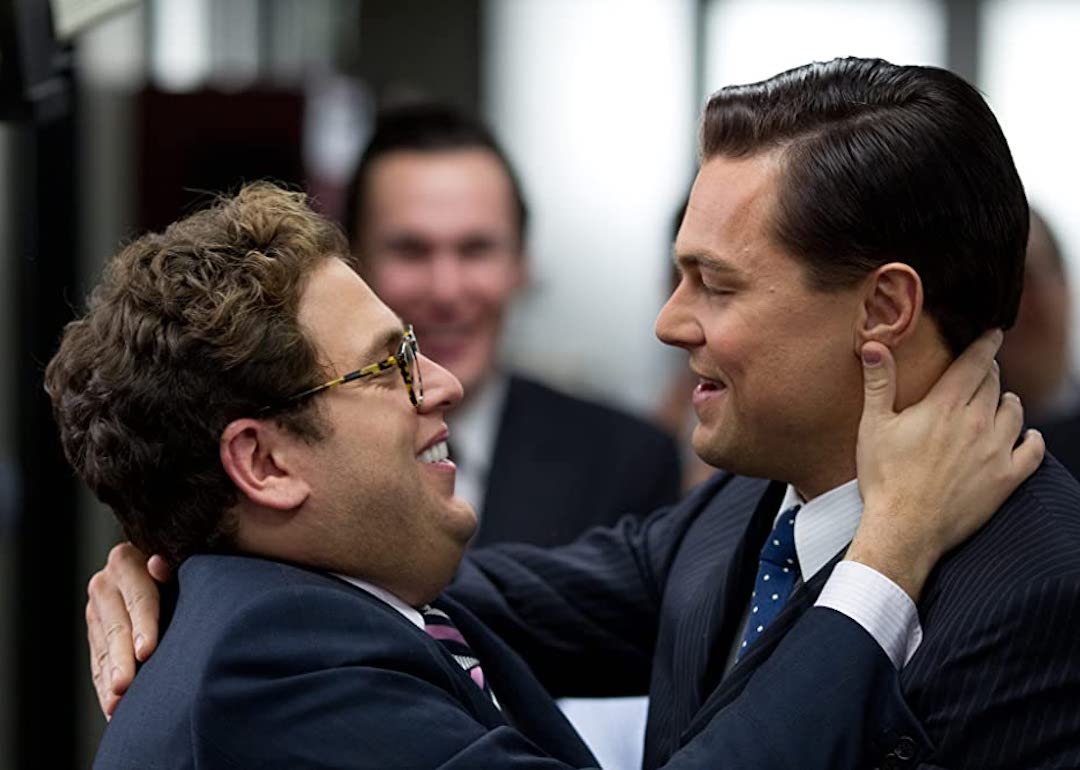 Actors Jonah Hill and Leonardo DiCaprio in the 2013 drama 'The Wolf of Wall Street.'
