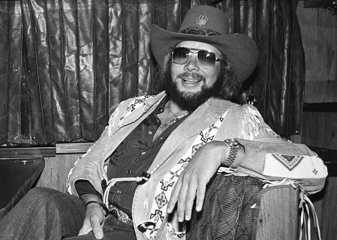 Hank Williams Jr on his tour bus at Mill Run, Chicago, Illinois, in 1981.
