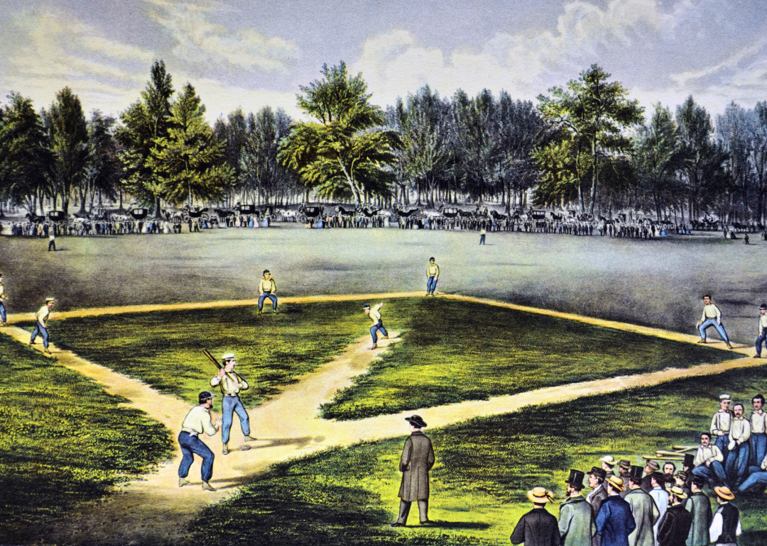 Currier & Ives 19th Century Illustration the American national game of base ball.