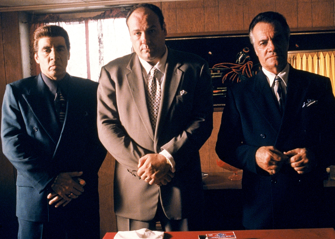 Steven Van Zandt as Silvio Dante, James Gandolfini as Tony Soprano and Tony Sirico as Paulie Walnuts in a scene from"The Sopranos"