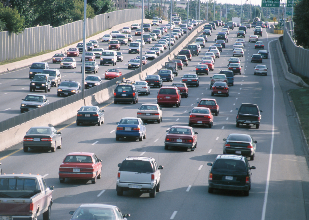 Crawling traffic on the highway.