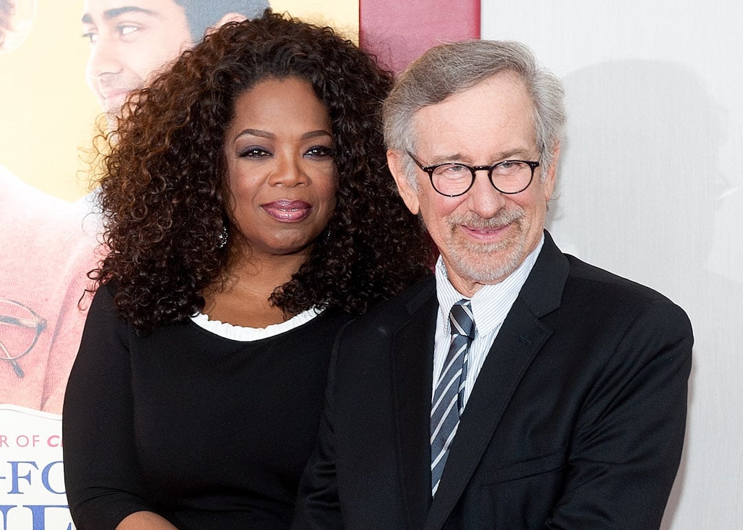 Oprah Winfrey and Steven Spielberg attend 'The Hundred-Foot Journey' premiere at the Ziegfeld Theater in New York City. 