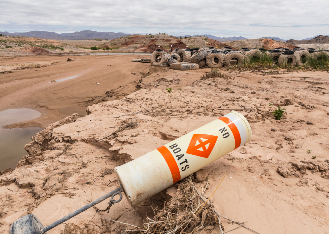 'No boat' sign near Lake Mead, which has been affected by severe droughts.