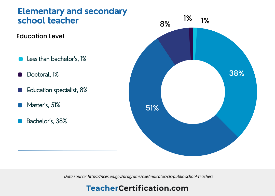 A pie chart showing the education level of elementary and secondary school teachers