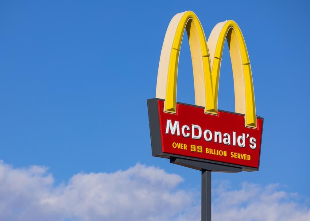 Giant McDonald's sign on W Sahara Avenue in Las Vegas, advertising 'over 99 billion served.'