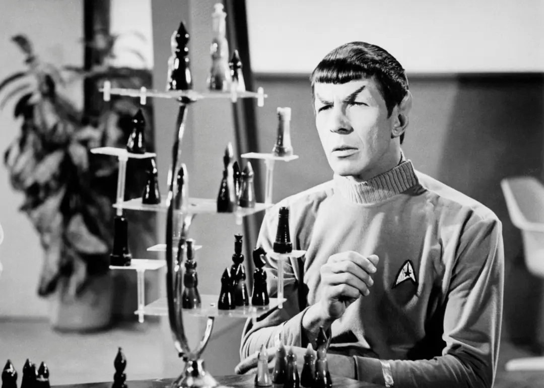 Actor Leonard Nimoy as Mr. Spock on the sci-fi TV series 'Star Trek.'