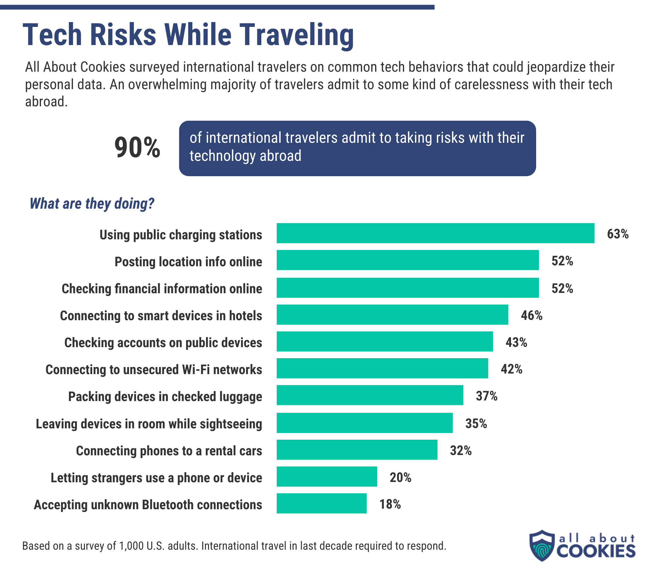 Survey graph results of the different tech risks while traveling.