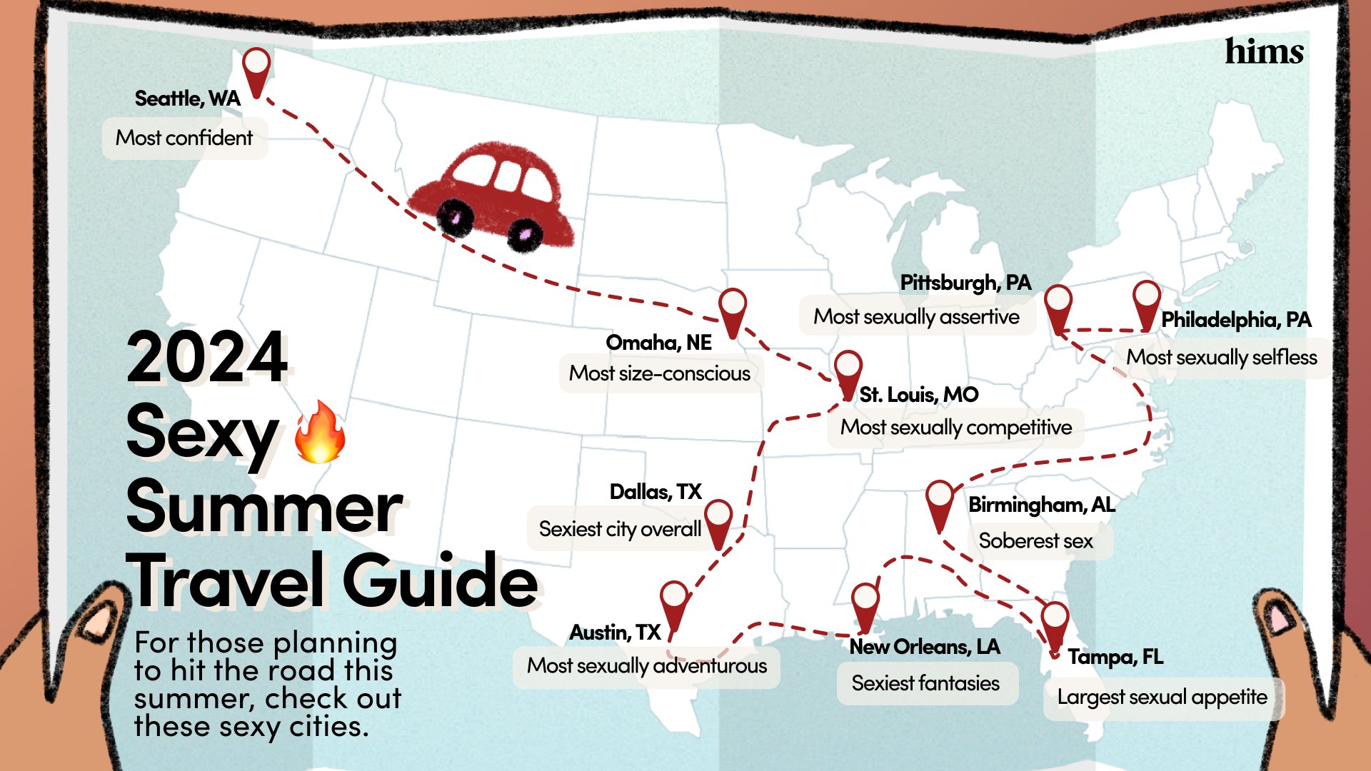 Illustrative map of 2024 Sexy Summer Travel Guide.
