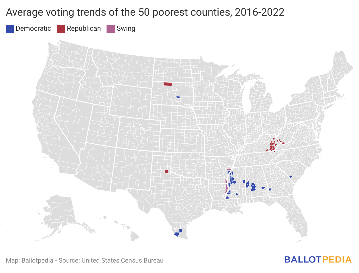 Map showing average voting trends of the 50 poorest count.