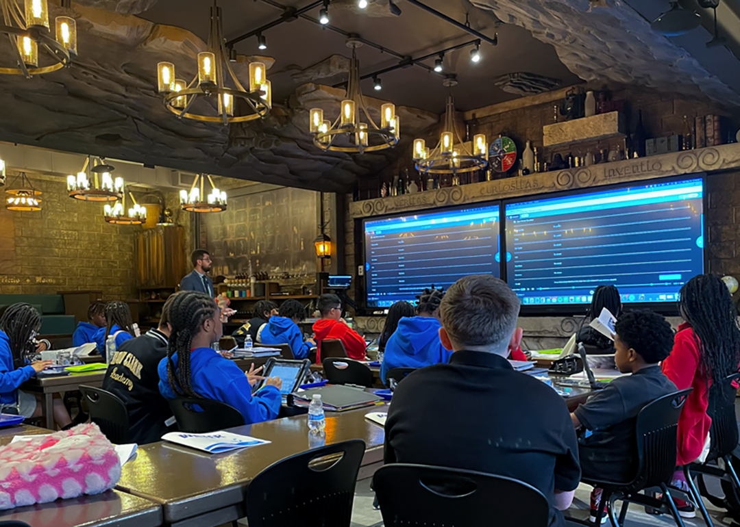 Students in Daniel Thompson’s earth science class at Ron Clark Academy learning about weather and water.