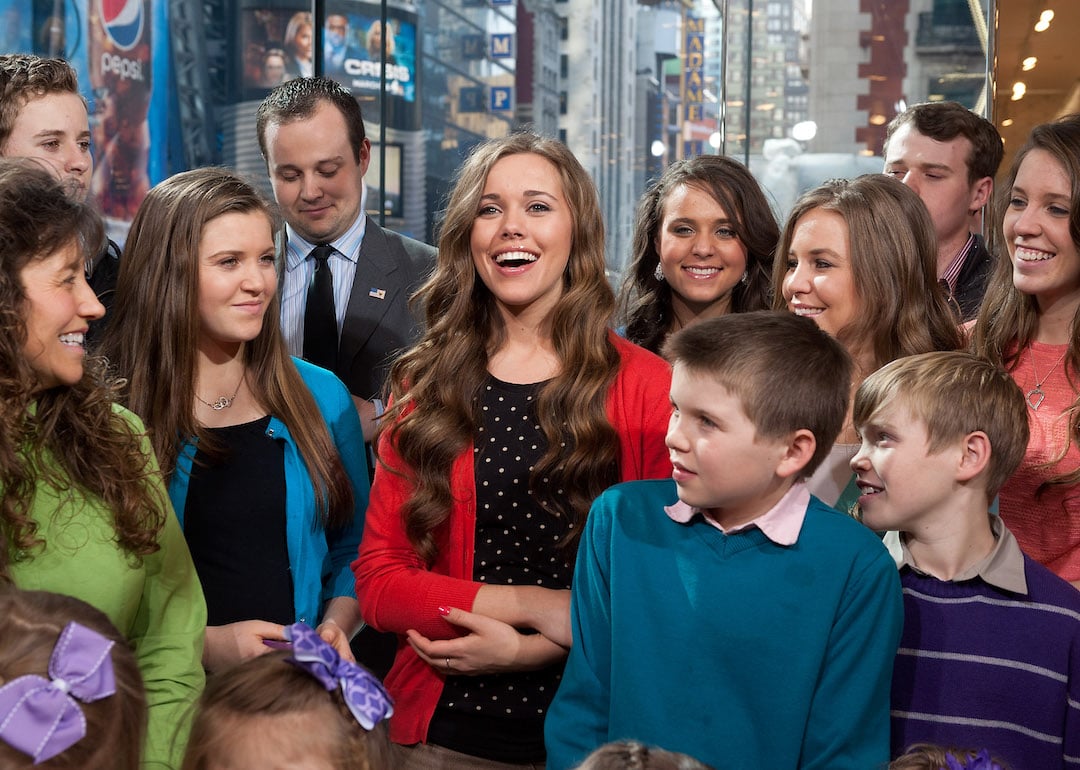 The Duggar family of '19 Kids and Counting' in New York's Times Square in 2014.