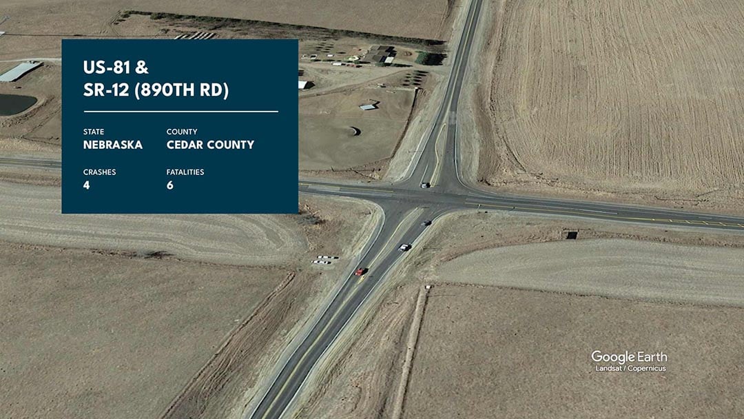 Graphic showing US-81 and SR-12 with statistics overlaid.