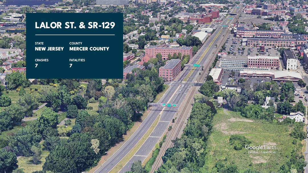 Graphic showing Lalor Street & SR-129 with statistics overlaid.