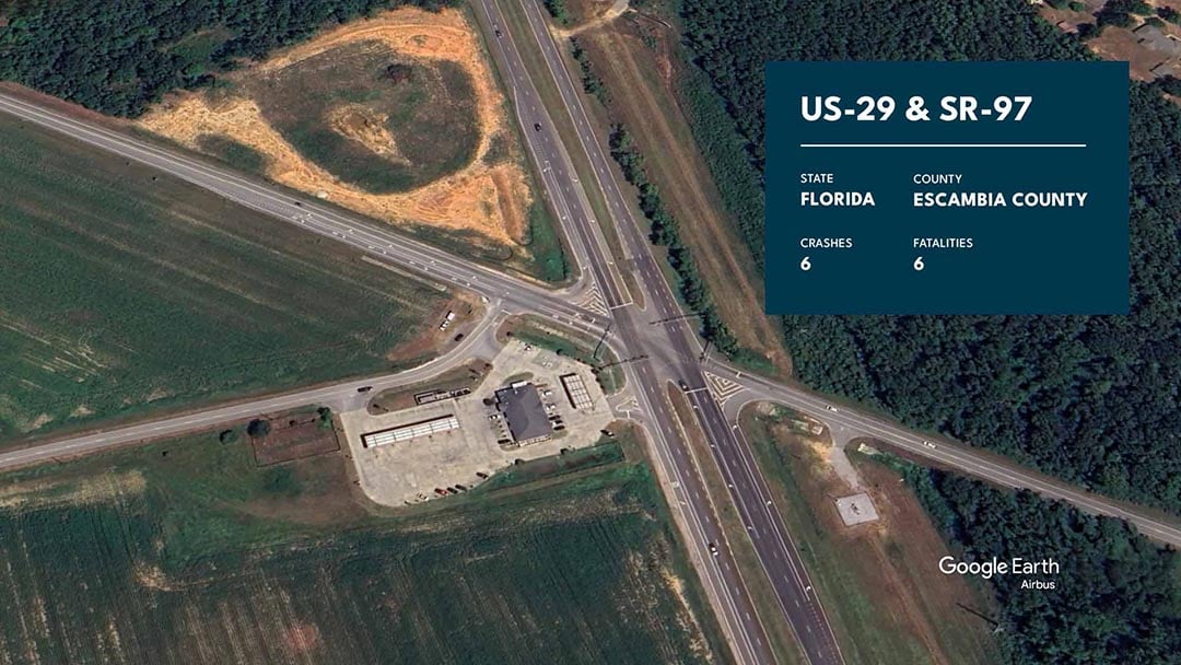 Graphic showing US-29 and SR-97 with statistics overlaid.