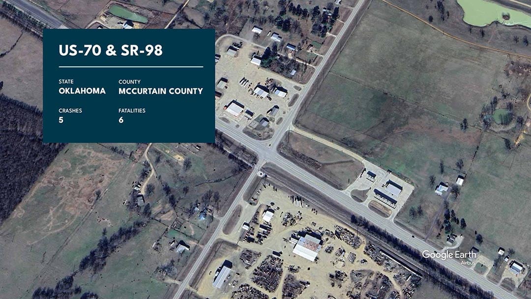 Graphic showing US-70 and SR-98 with statistics overlaid.