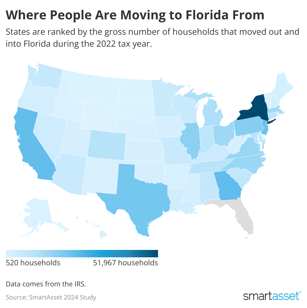 Map showing where people are moving to FL from.