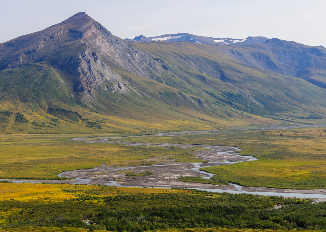 A panoramic view of Gates of the Arctic National Park, located in the Yukon-Koyukuk Census Area in Alaska