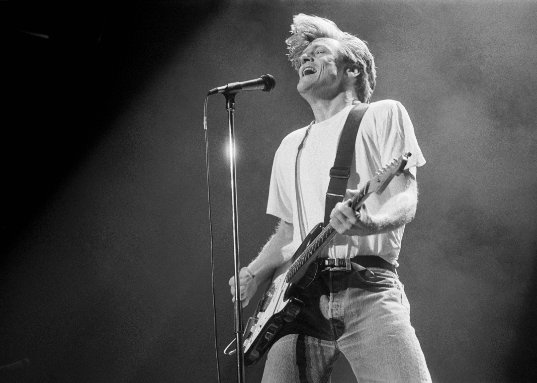 Bryan Adams performing at the Ahoy hal in Rotterdam, Netherlands on 13th November 1991.