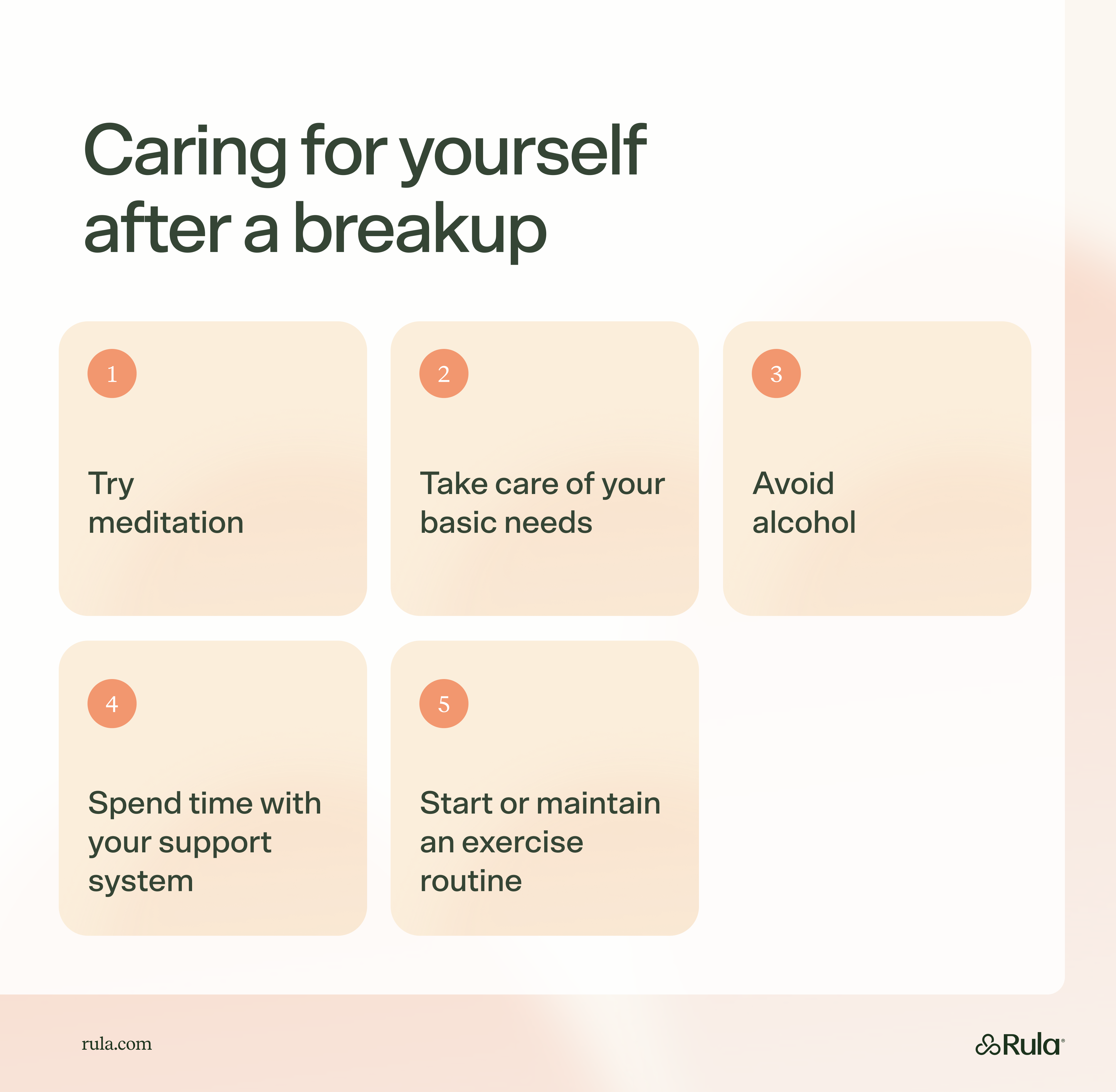 Rula's top 5 things to do to care for yourself after a breakup.