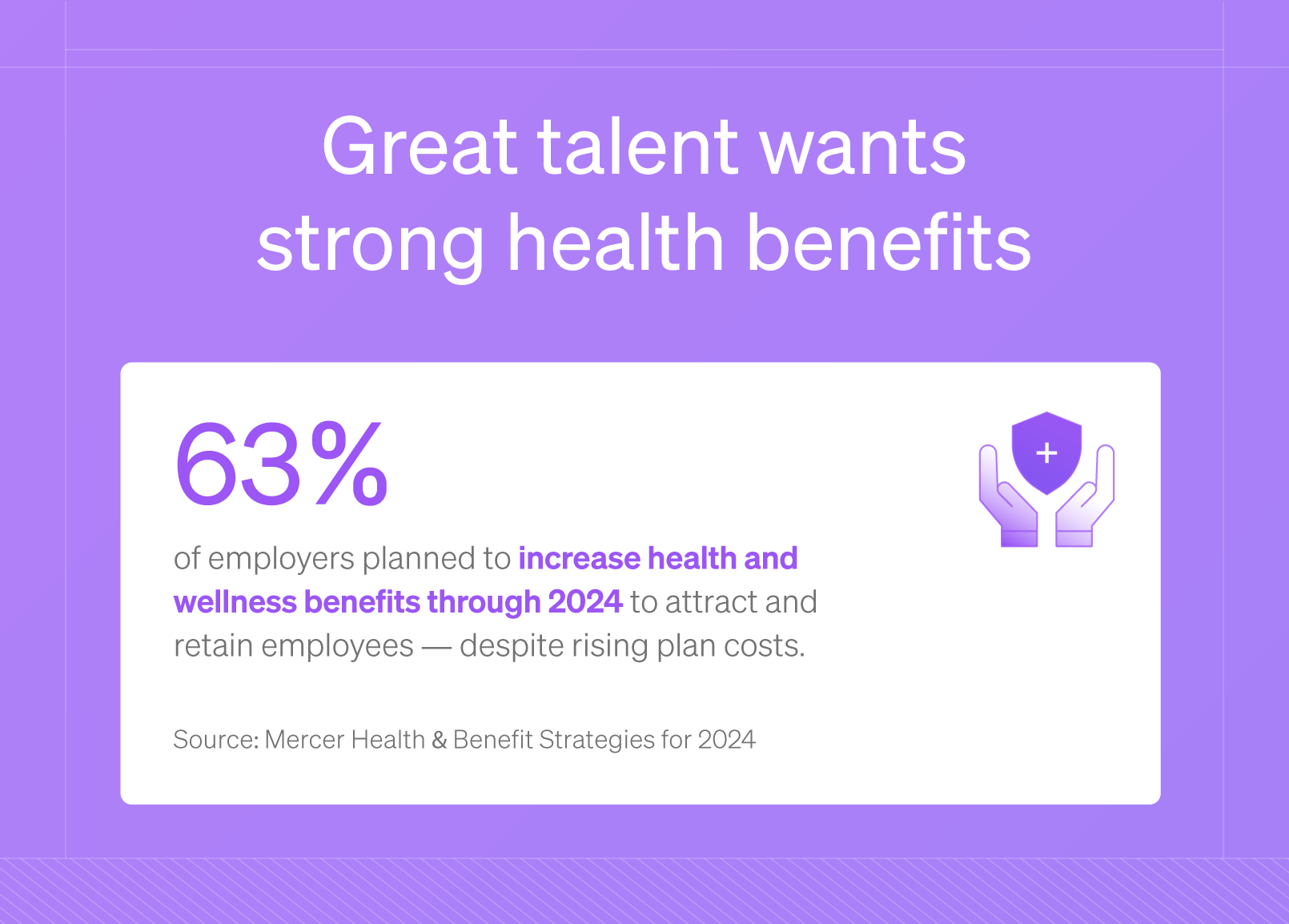 Infographic with statistic about employers increasing health benefits.