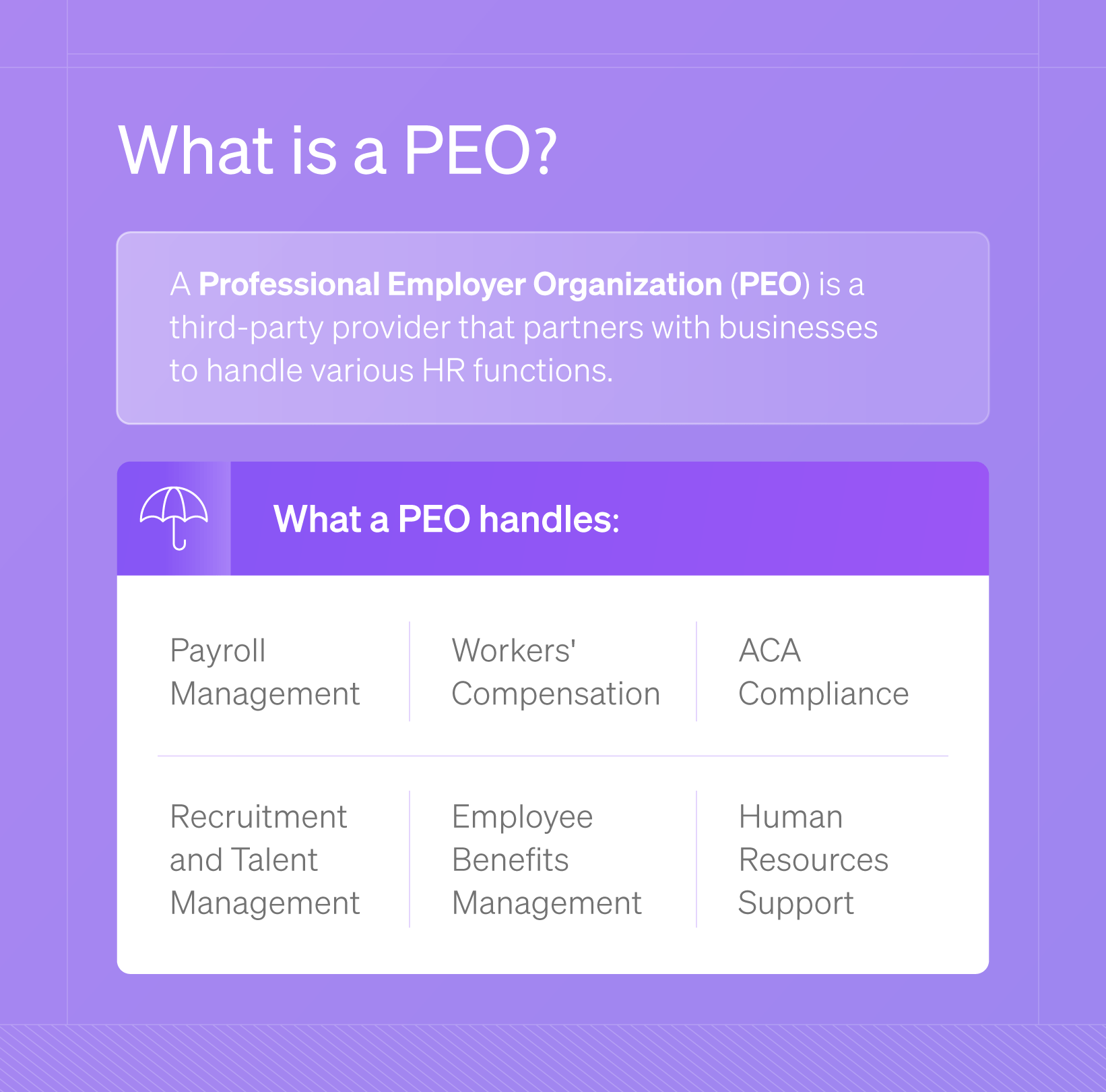 Infographic explaining what is a PEO.