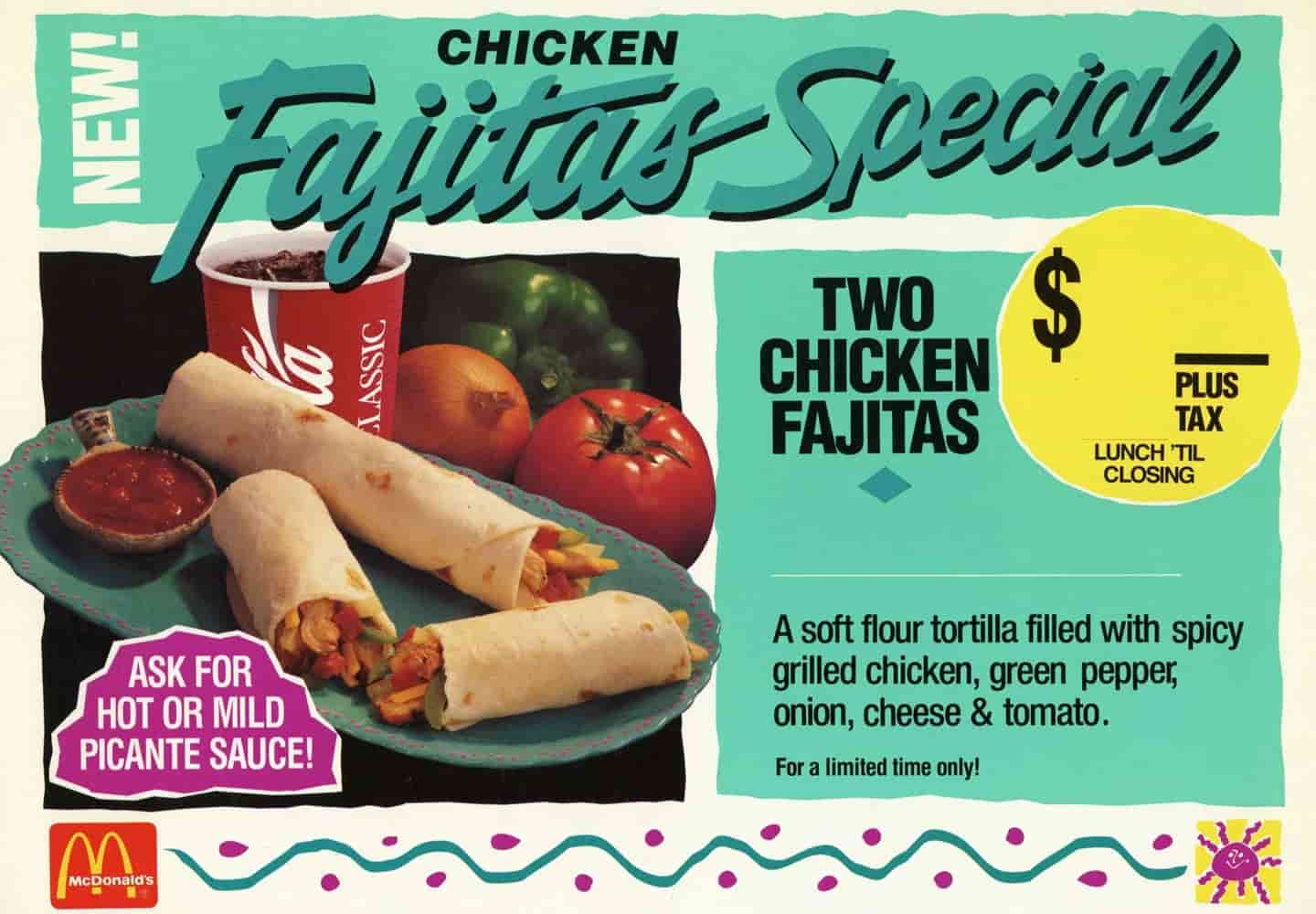 An old advertisement for the McDonald's Chicken Fajitas