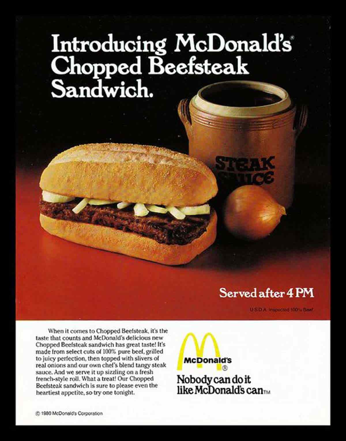 Vintage ad for the McDonald's Chopped Beefsteak Sandwich