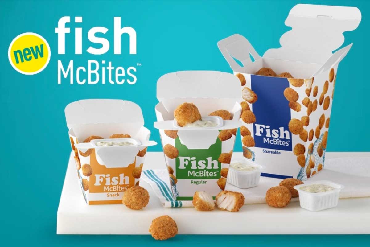 McDonald's Fish McBites in three sizes