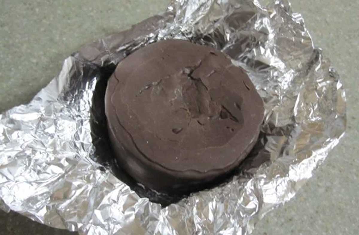 Original Hostess Ding Dong in the foil wrapper