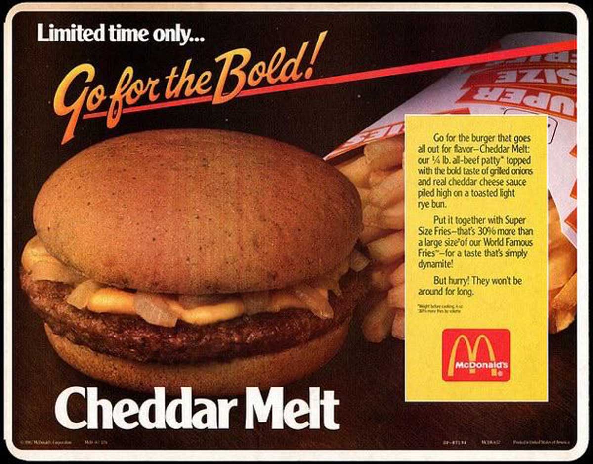 Vintage advertisement for the McDonald's Cheddar Melt