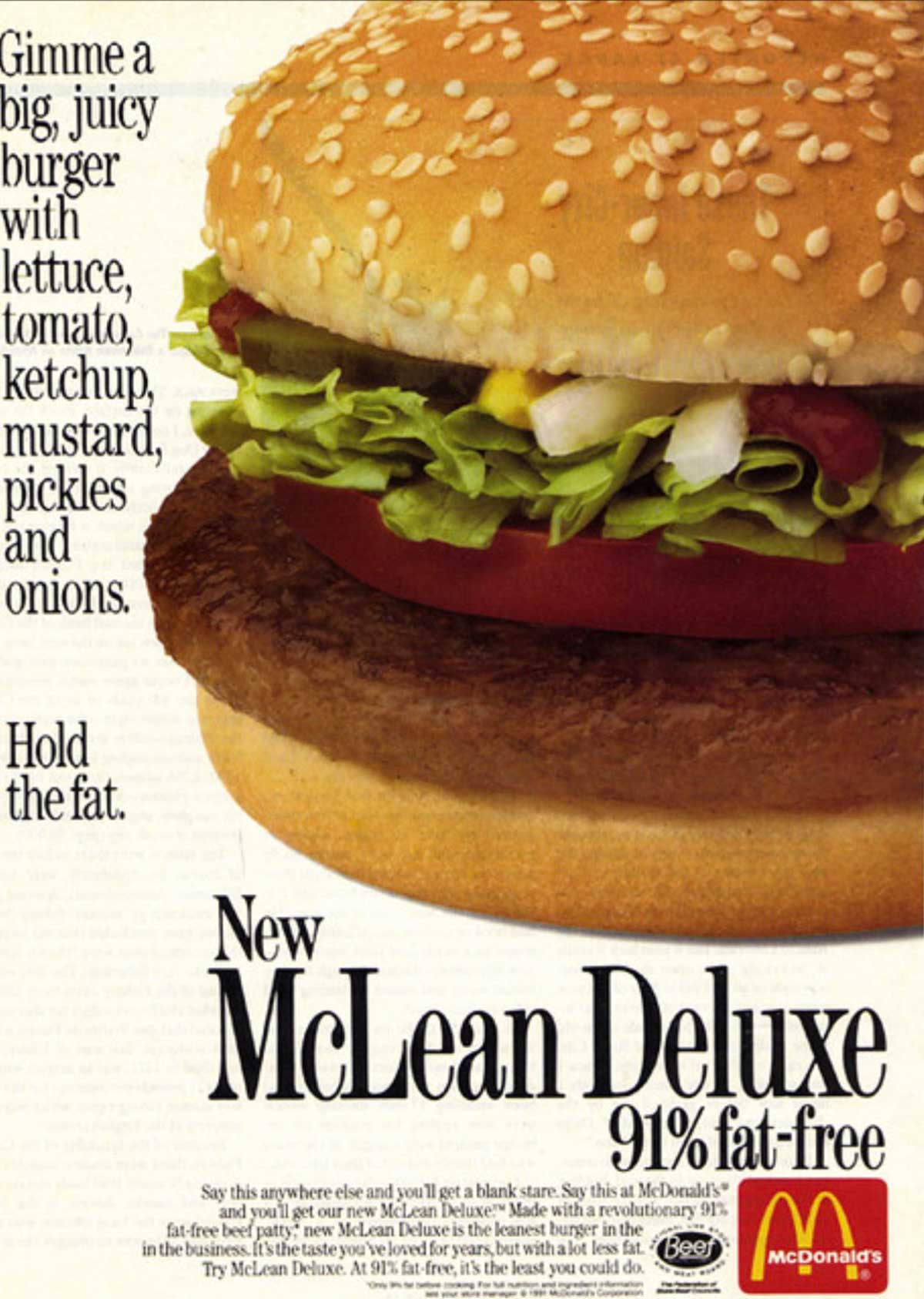 Advertisement for McDonald's McLean Deluxe