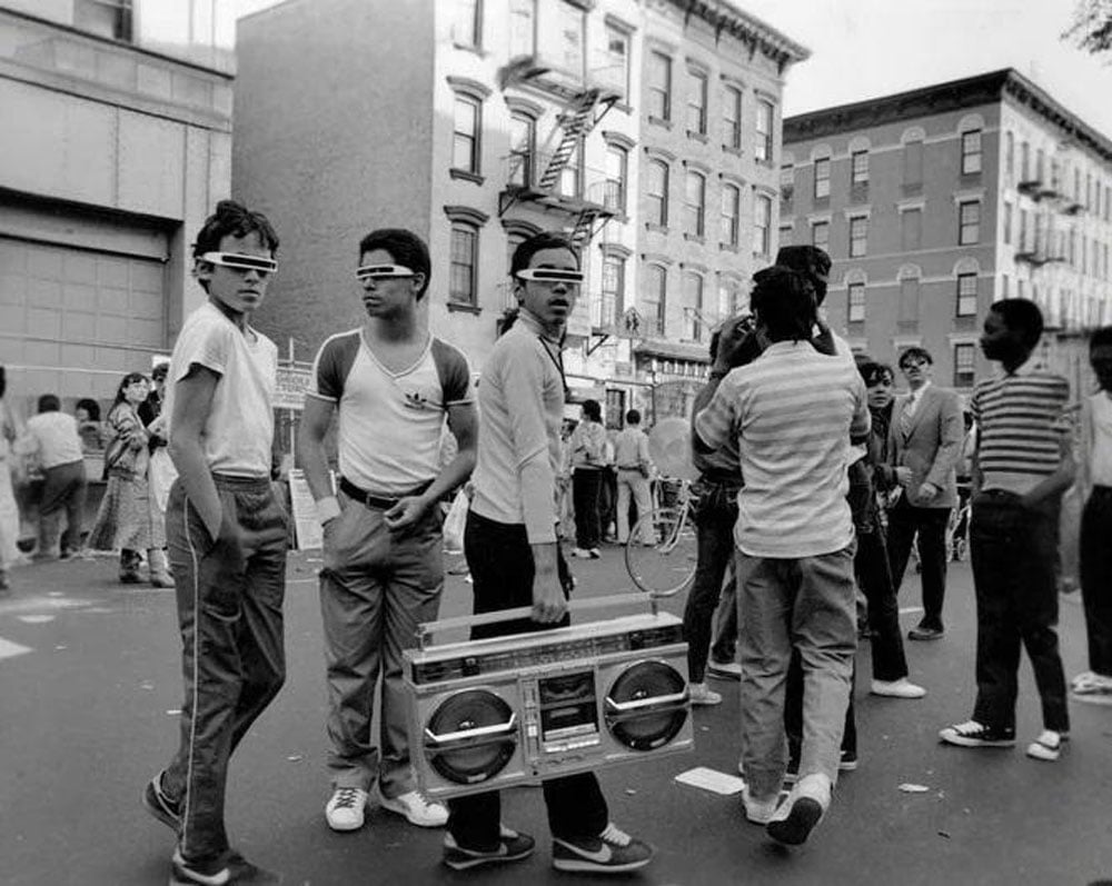 Kids hanging out in the street in NYC in the 80s