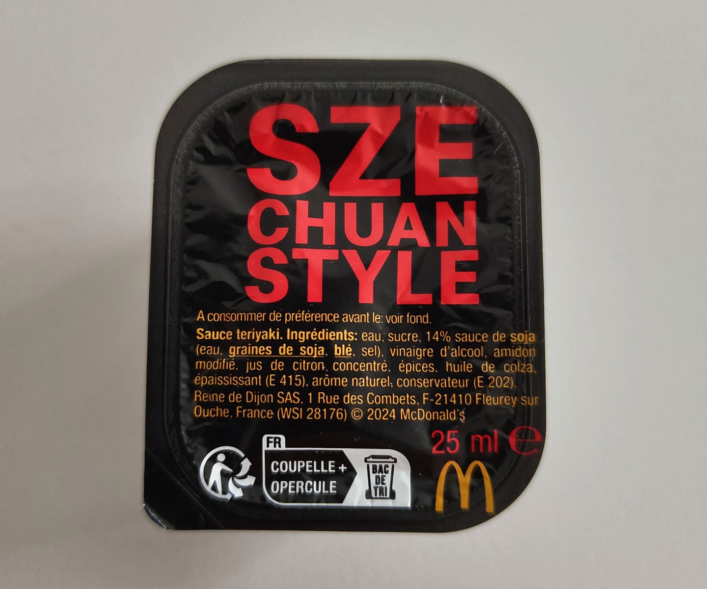 A single packet of McDonald's Szechuan Style Sauce