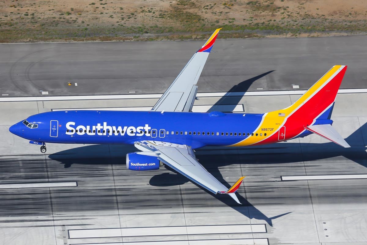 Southwest Airlines Boeing 737-800 at Los Angeles airport (LAX) in the United States