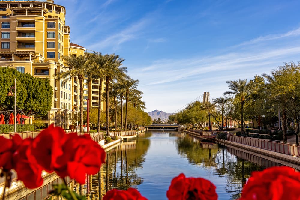 Scottsdale Arizona Waterfront Canal Scene.
