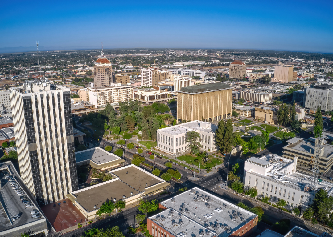 Aerial view of downtown Fresno.