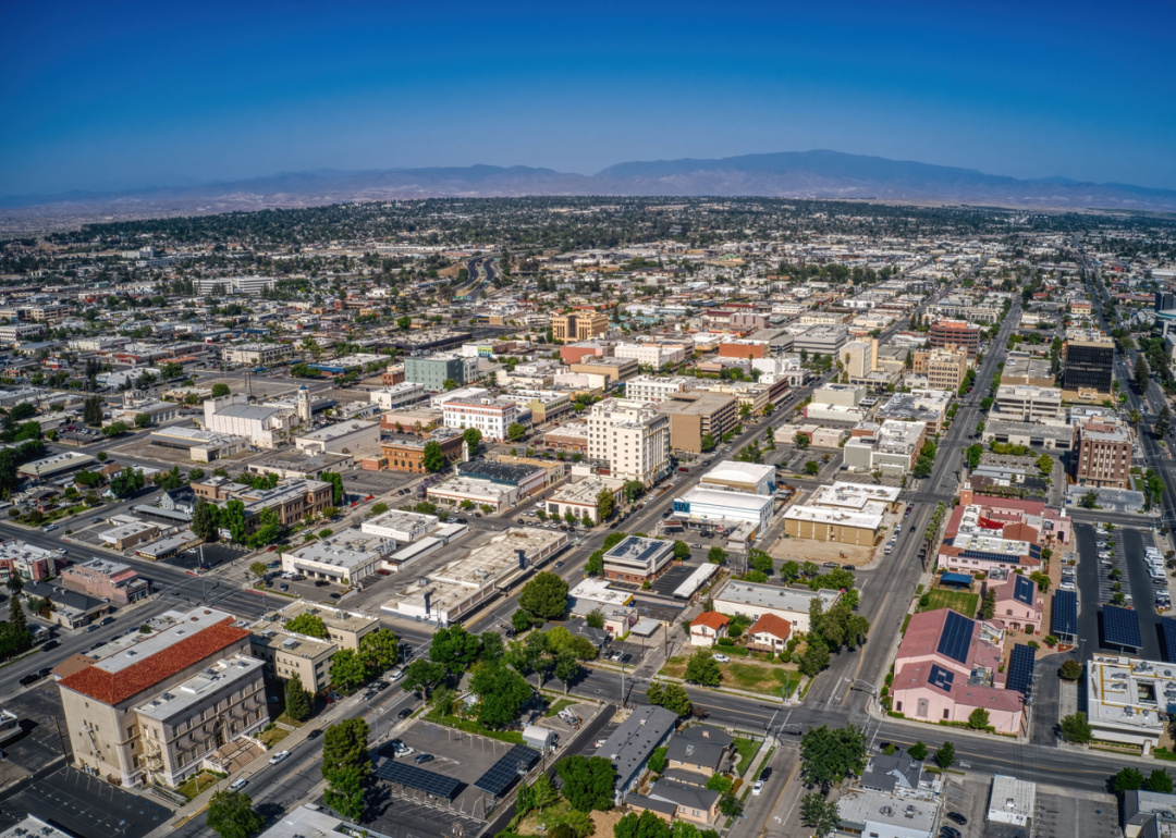 Aerial view of downtown Bakersfield.