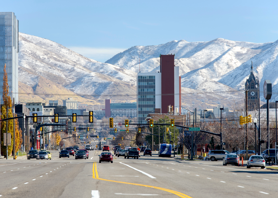 Salt Lake City downtown street view.