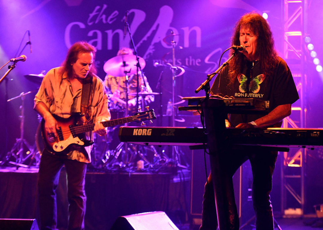Dave Meros and Martin Gerschwitz of Iron Butterfly perform live in 2018.
