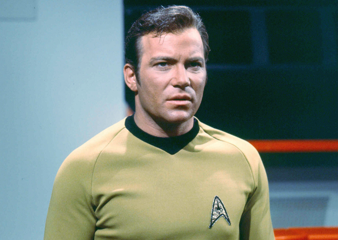 William Shatner on the set of the TV series Star Trek.