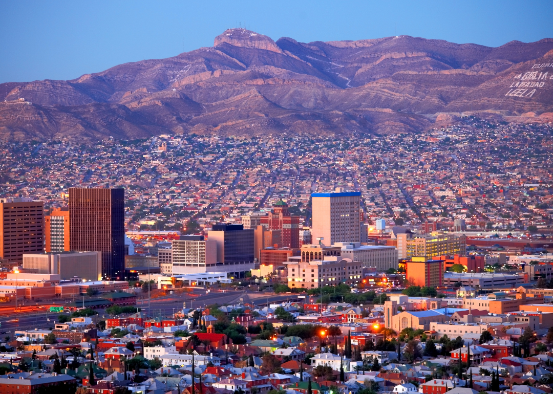 An aerial view of El Paso in the foothills.